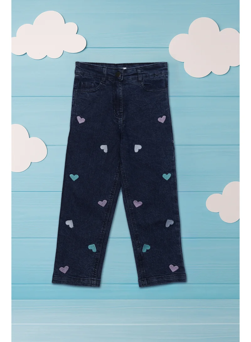 Nautinati  Nautinati Blue Jeans with Heart Embroidery for Girls for Women | Best Price UAE
